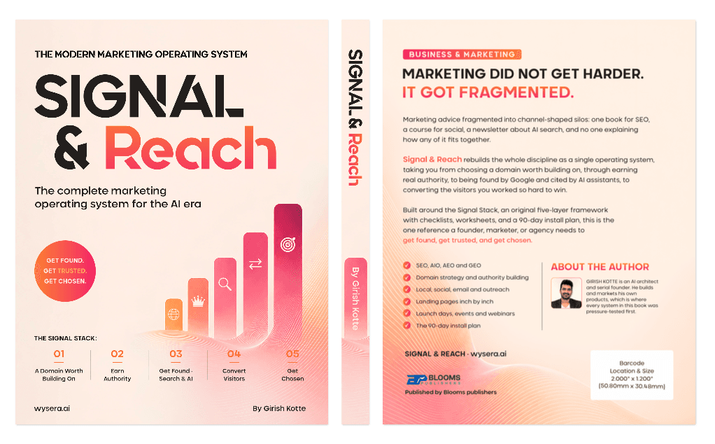 Signal & Reach full cover spread: back cover, spine and front cover